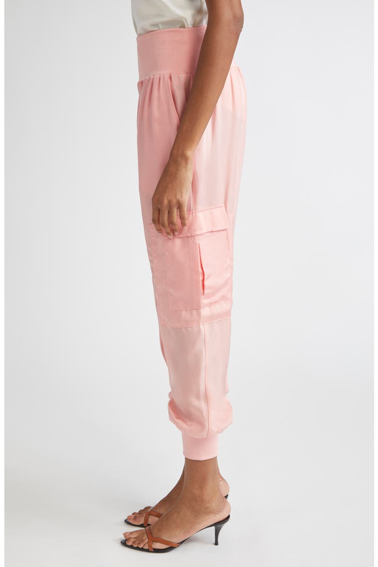 Giles Cupro Crop Cargo Joggers, Alternate, color, PINK POPPY