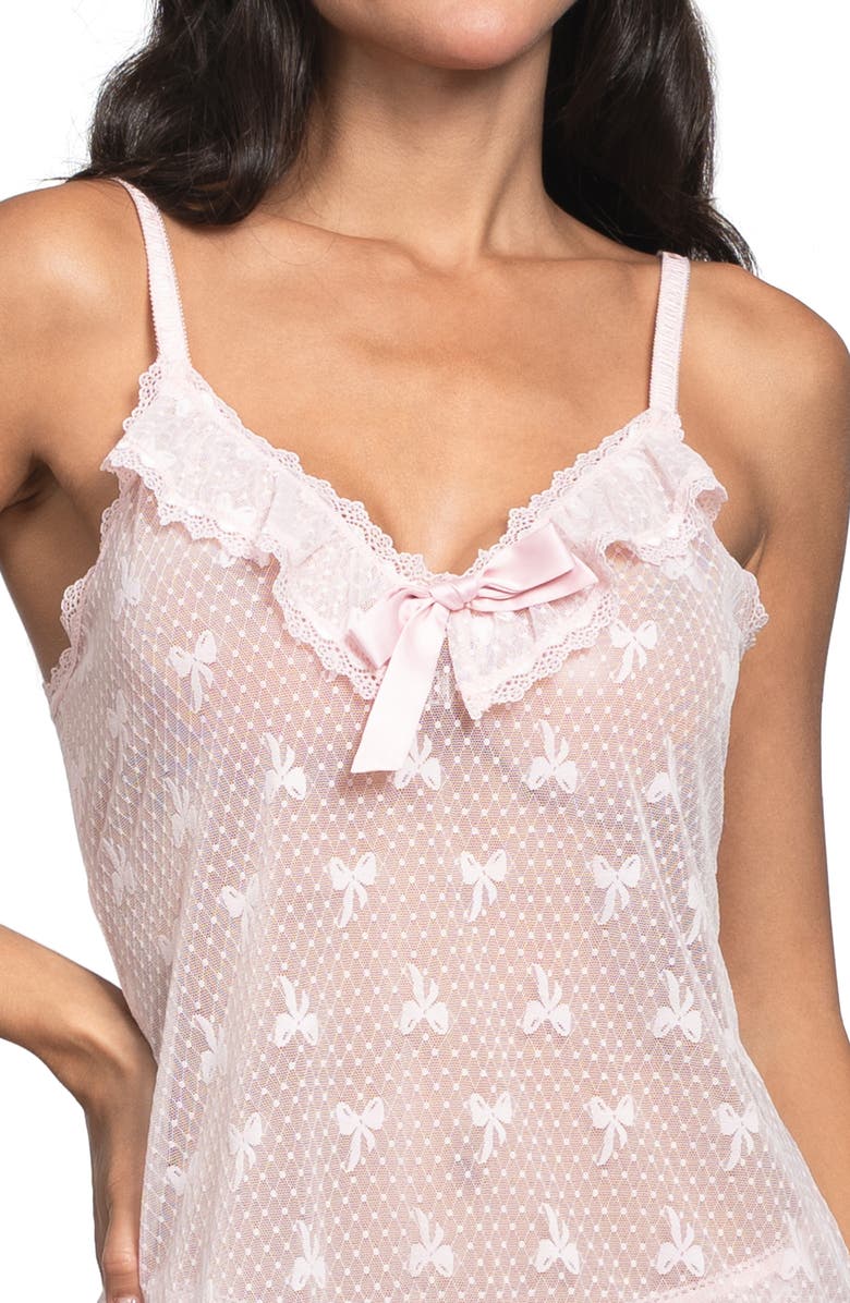 In Bloom by Jonquil Maggie Bow Mesh Short Pajamas, Alternate, color, Powder Pink