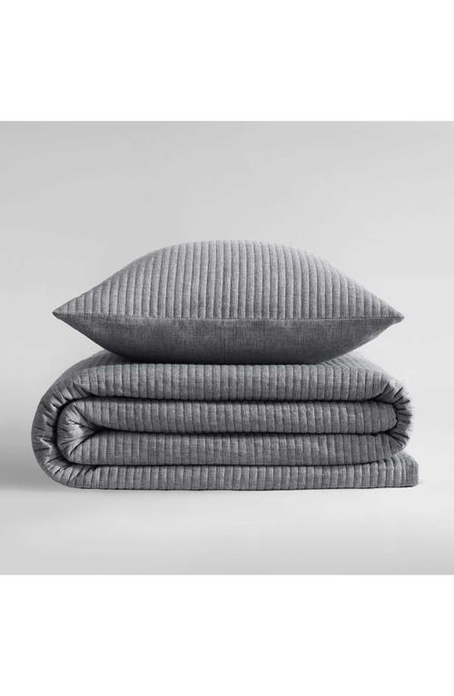 Calvin Klein Mini Channel Stitch Queen Quilt & Shams Set In Dark Grey