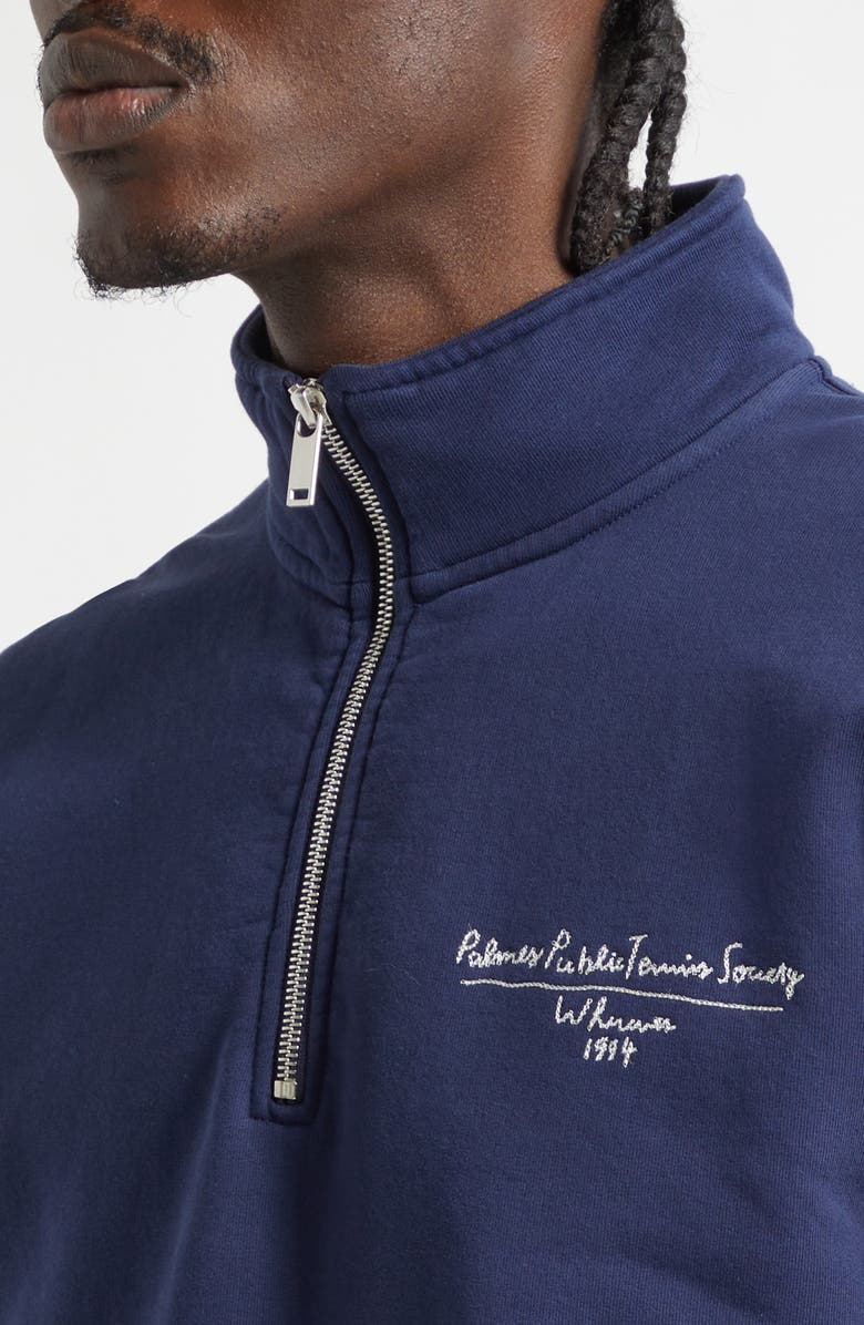 PALMES Public Chain Stitch Quarter Zip Fleece Sweatshirt, Alternate, color, Navy