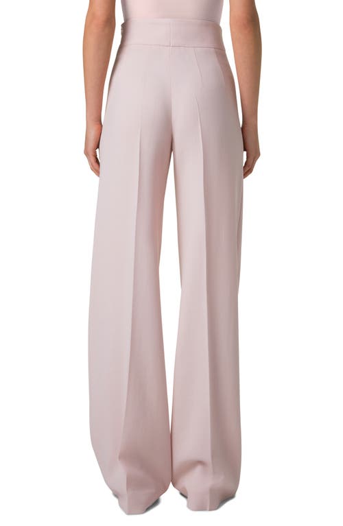 Akris Fiyuki Wool Blend Double Face Wide Leg Pants In Pale Pink