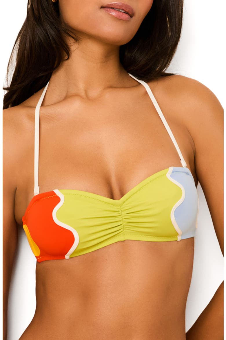 The Teagan Abstract Print Halter Bikini Top, Main, color, FLORAL COLOR BLOCK