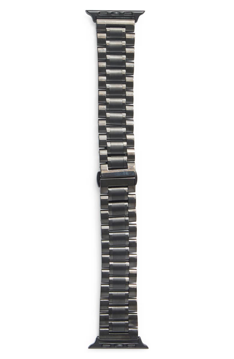 NORDSTROM RACK Stainless Steel Apple Watch<sup>®</sup> Watchband, Alternate, color, Black- Stainless