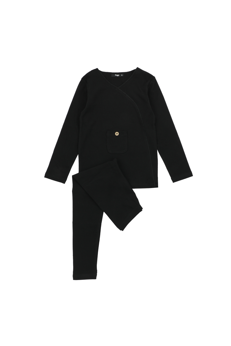 Wrap with Pocket Loungewear Set, Main, color, Black