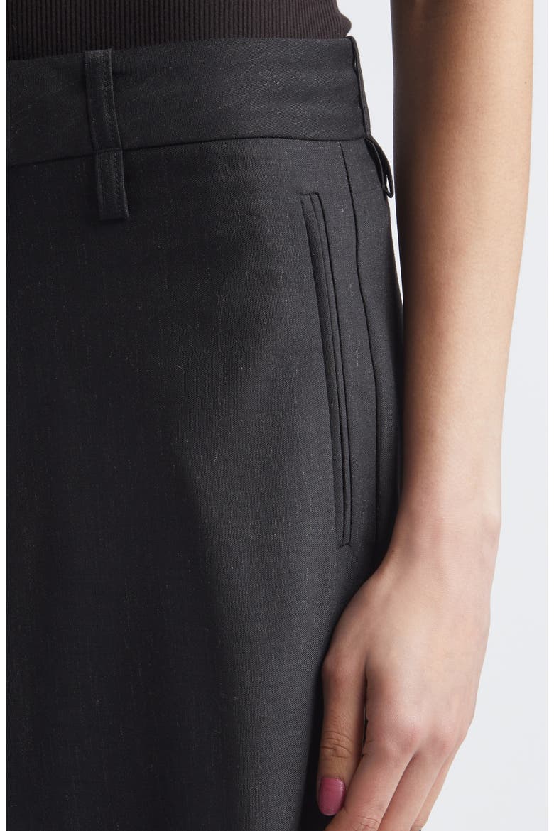Curved Leg Virgin Wool Blend Suiting Pants, Alternate, color, BLACK