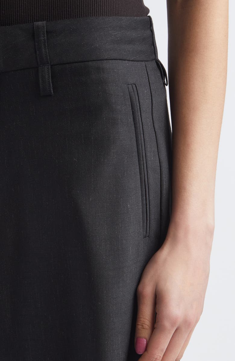 Victoria Beckham Curved Leg Virgin Wool Blend Suiting Pants, Alternate, color, Black