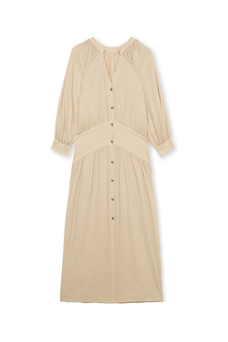 Maxi Korean Collar Linen Dress, Main, color, Ecru