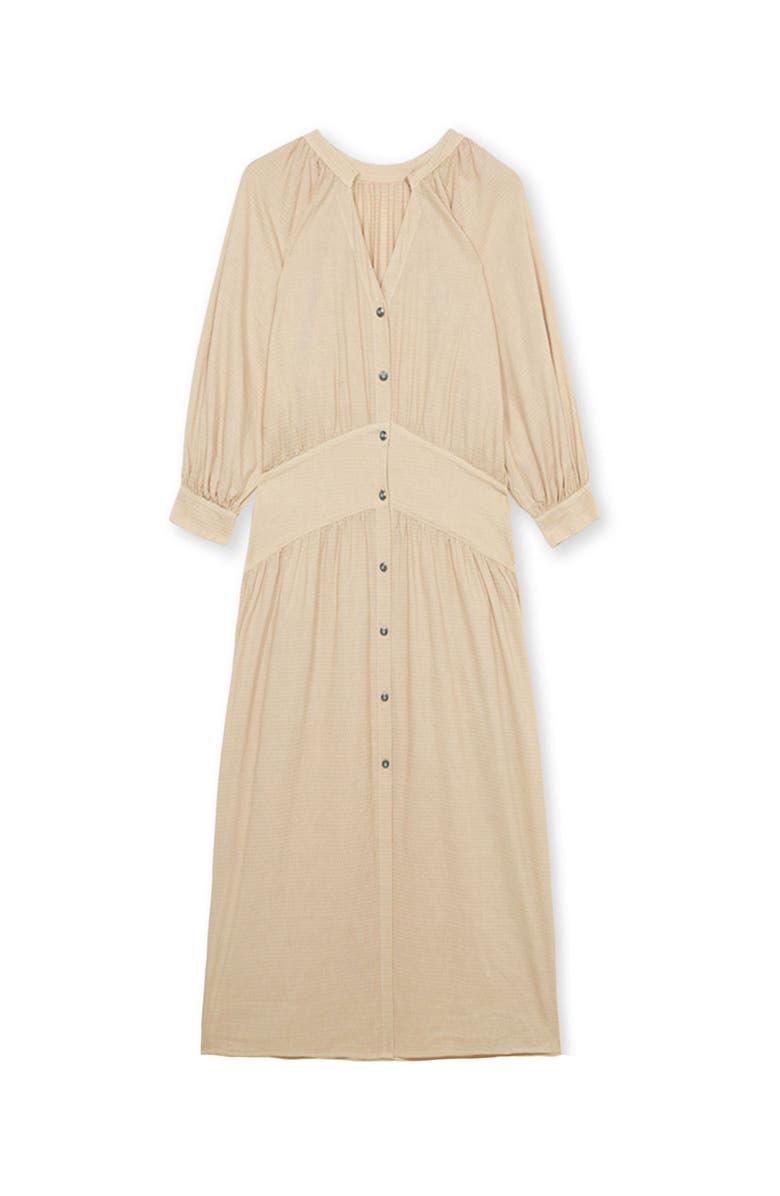Fortela Maxi Korean Collar Linen Dress, Main, color, Ecru