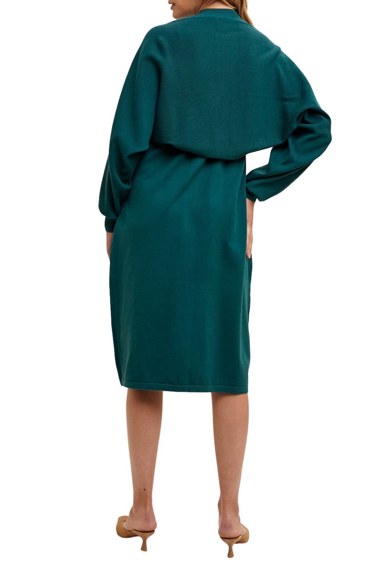 Knit Shrug Cardigan & Dress Set, Alternate, color, TEAL