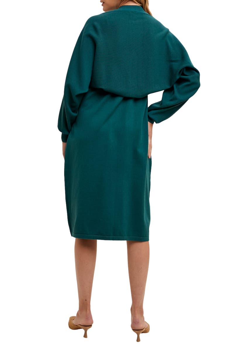 WISHLIST Knit Shrug Cardigan & Dress Set, Alternate, color, Teal
