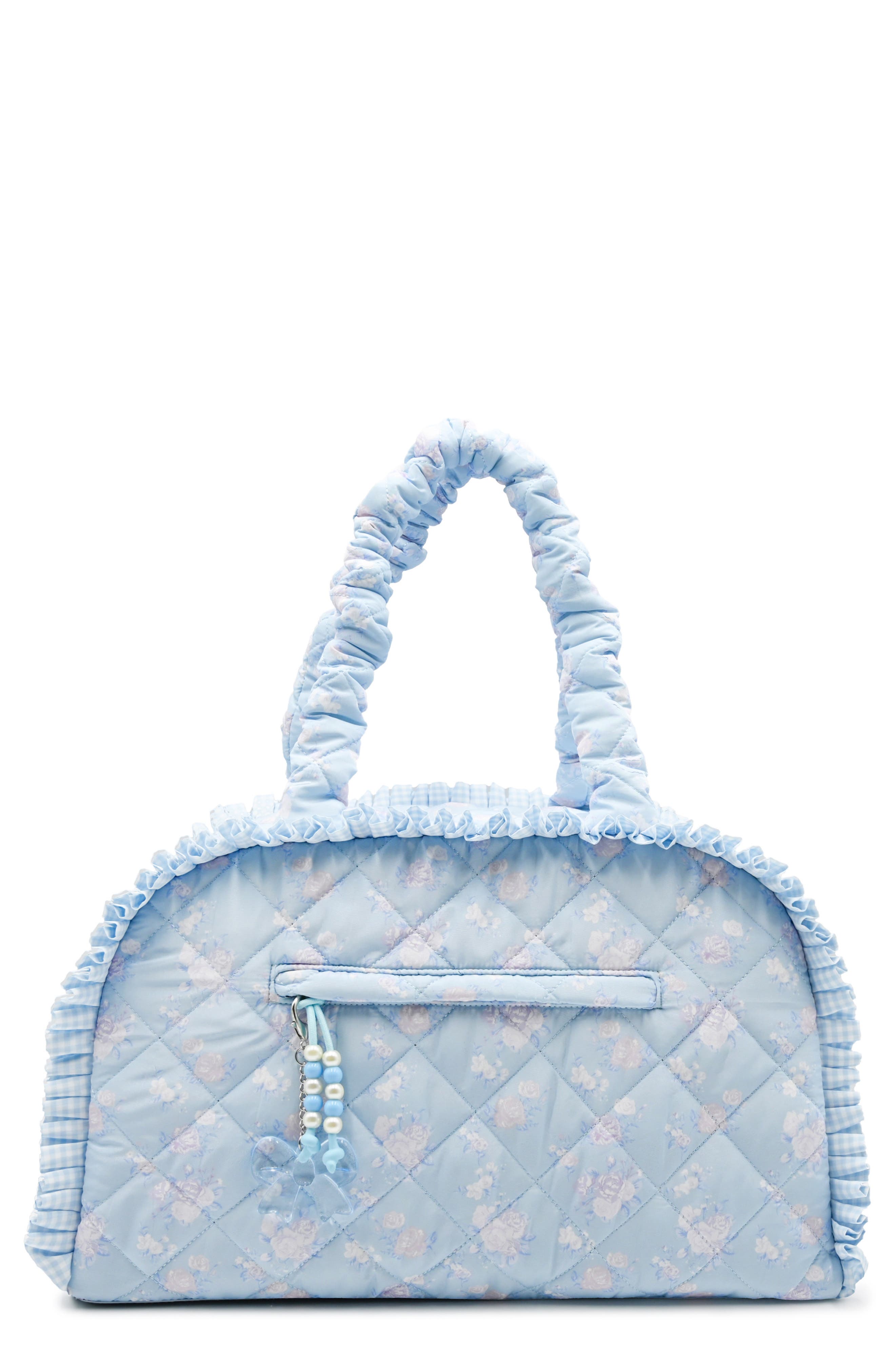 Kids' Floral Quilted Duffle Bag, Main, color, FROST