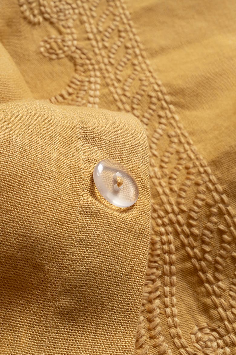 Mino Embroidered Cotton Linen Blend King Duvet Cover Set, Alternate, color, Mustard