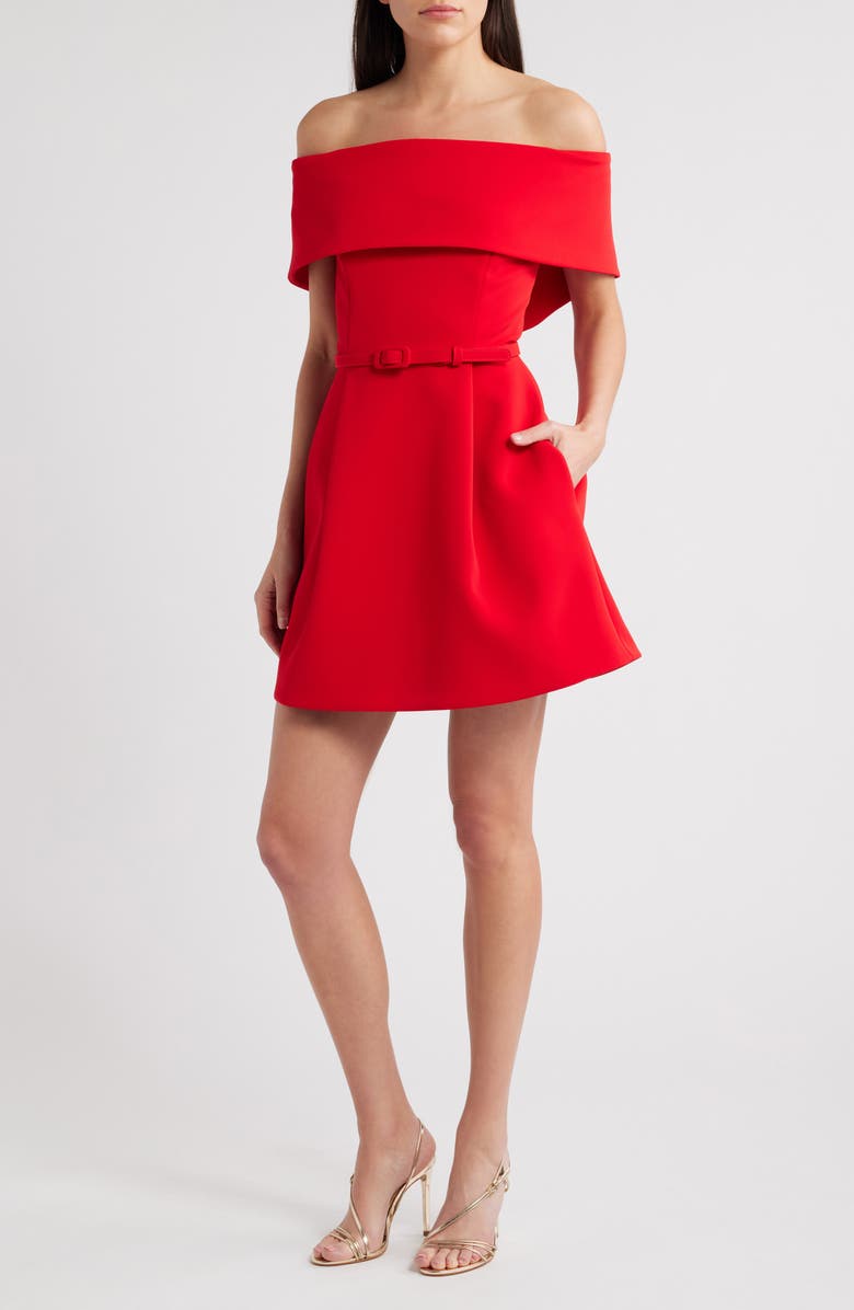 NADINE MERABI Harper Off-the-Shoulder Dress, Main, color, Red