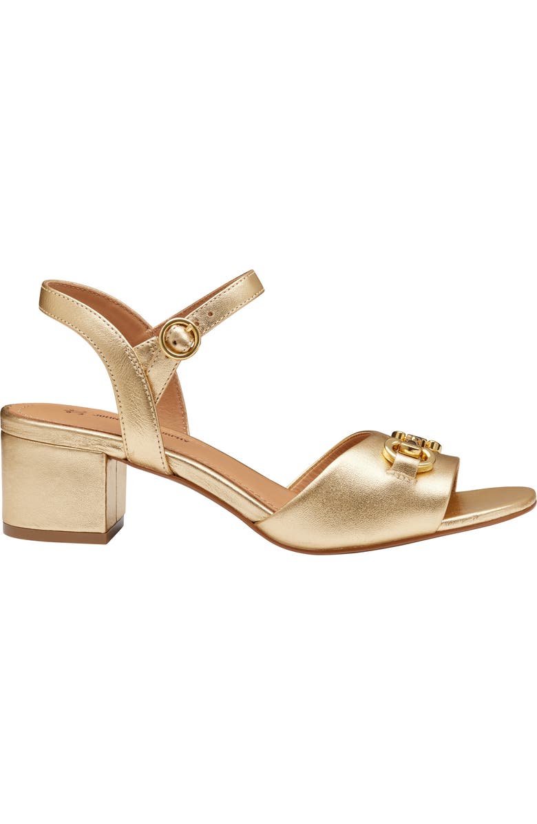 JOHNSTON & MURPHY COLLECTION Edith Ankle Strap Sandal, Alternate, color, Gold Metallic Sheepskin
