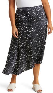 Vince Polka Dot Draped Charmeuse Skirt