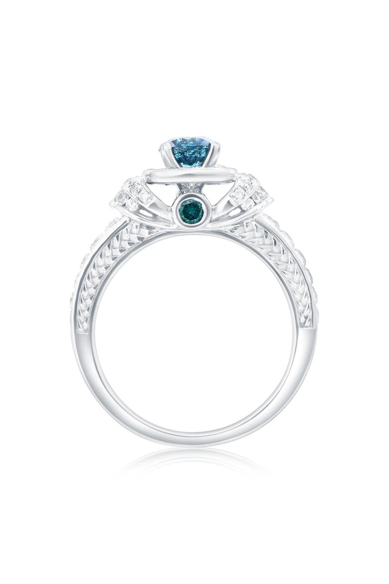 14K White Gold 0.65ct Blue Diamond & 0.49cttw Diamond Ring, Alternate, color, White Gold