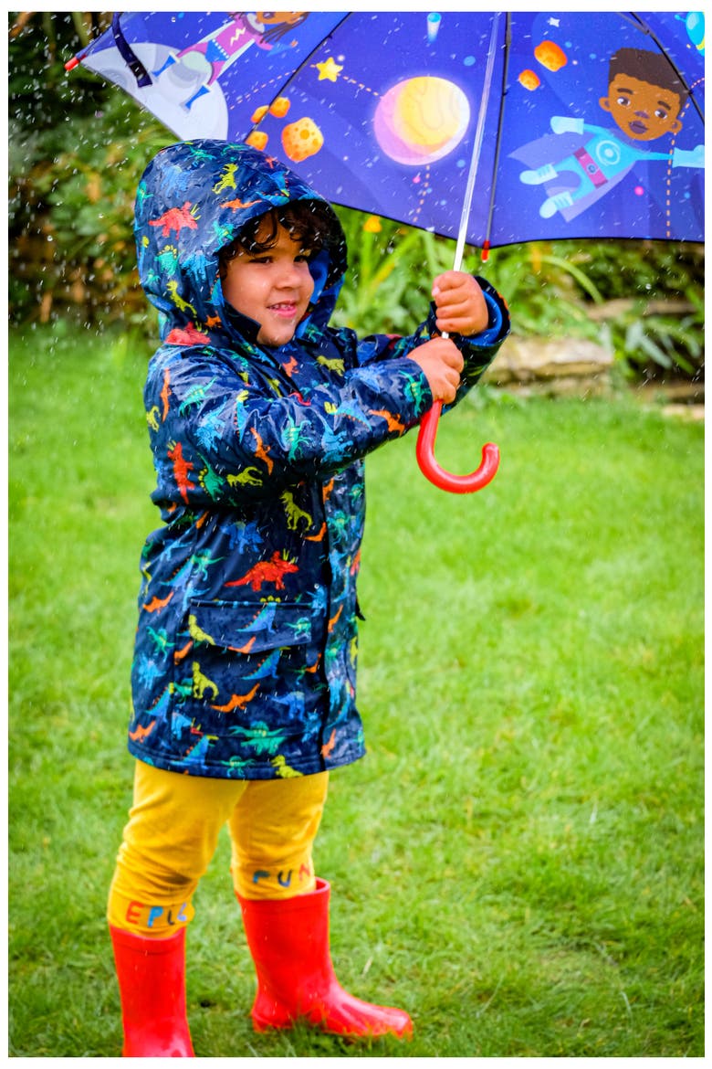 Kids' Superheroes in Space Umbrella, Alternate, color, DARK BLUE