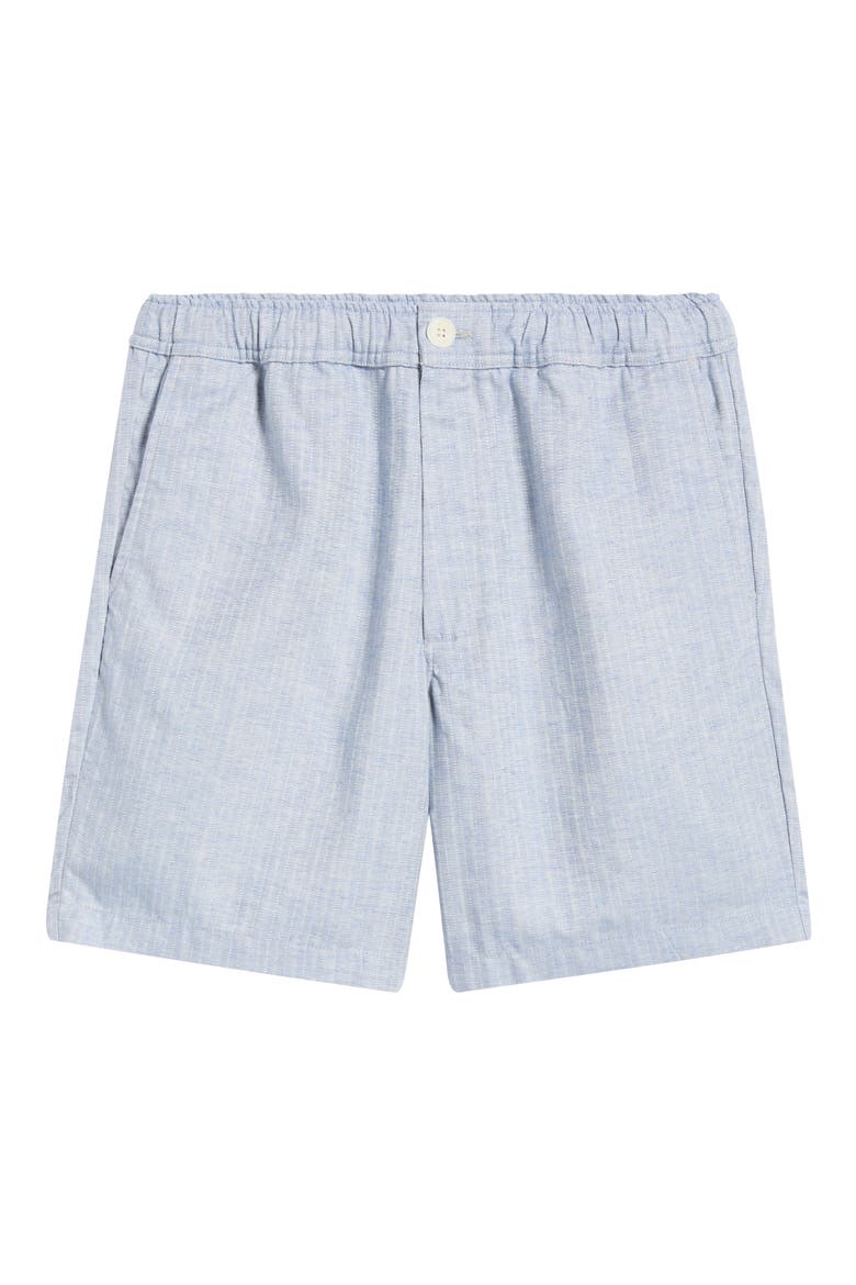 Kurt Stripe Cotton & Linen Shorts, Main, color, LIGHT BLUE