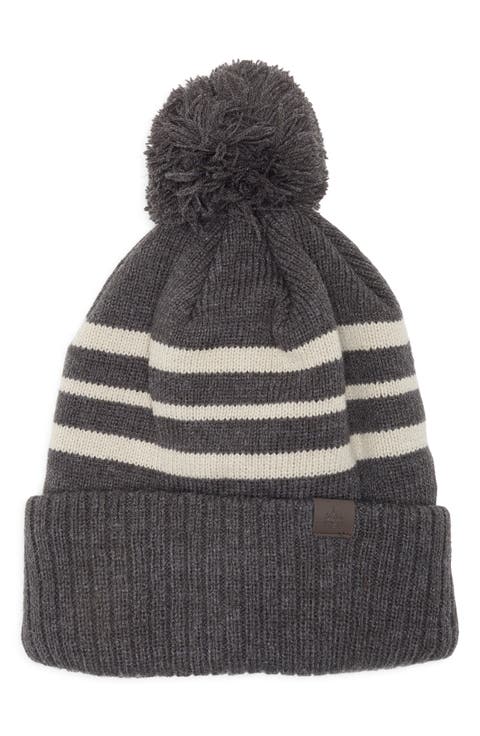 Stripe Pom Knit Beanie