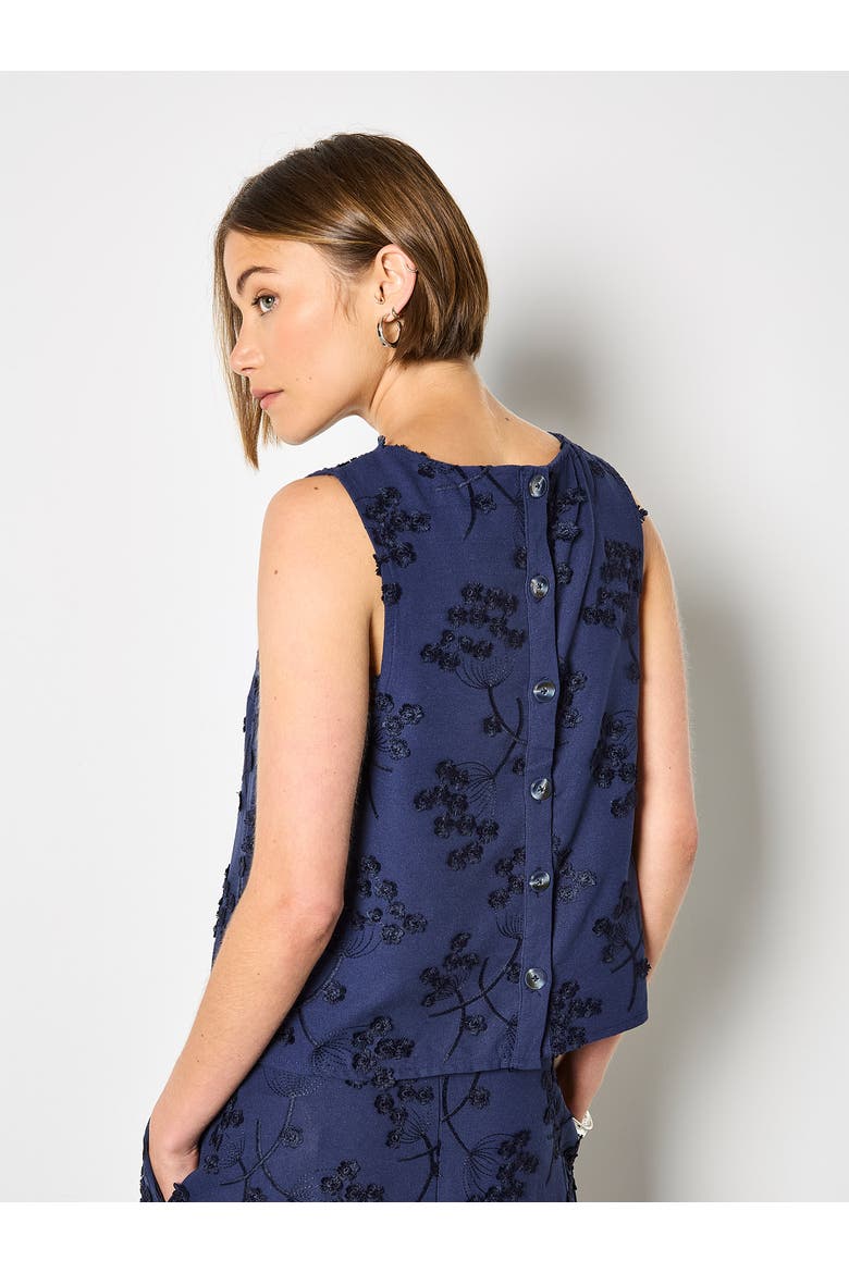Dandellion Embroidered Linen Top, Alternate, color, Navy