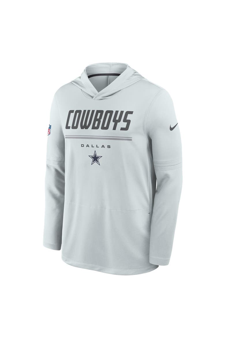 Men's Nike Gray Dallas Cowboys Sideline Game On Lightweight Long Sleeve Hooded Dri-FIT Top, Alternate, color, Gray