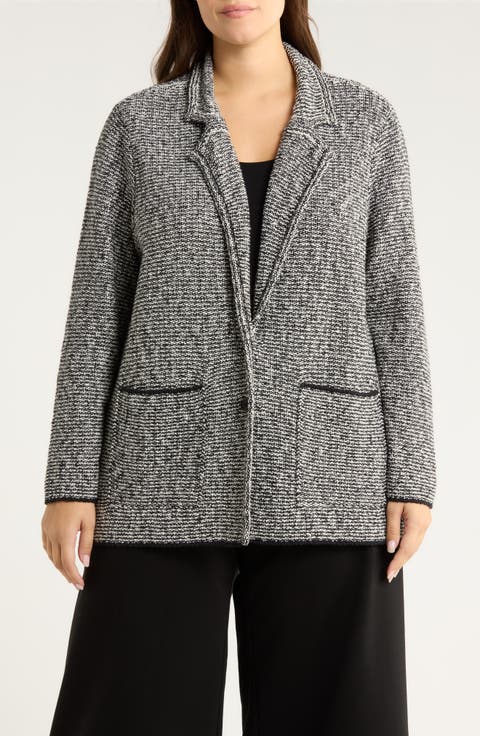 Notch Collar Organic Cotton Blend Jacket (Plus)