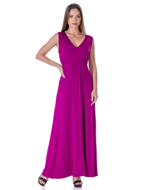 V-Neck Sleeveless Maxi Dress with Belt