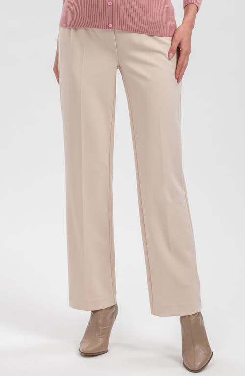 PIETRO BRUNELLI Noah Adjustable Waist Straight Leg Maternity Pants in Medium Beige 