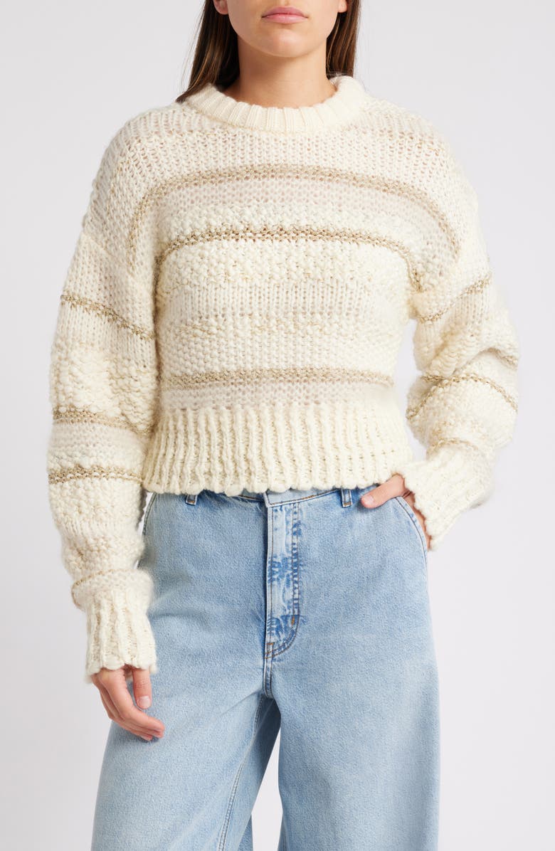 FRAME Texture Stripe Sweater, Main, color, Cream Multi
