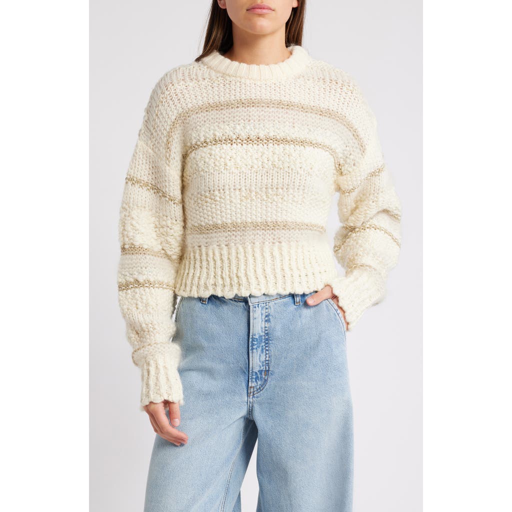 Frame Textured Stripe Sweater In Cream Multi In Cream Multi