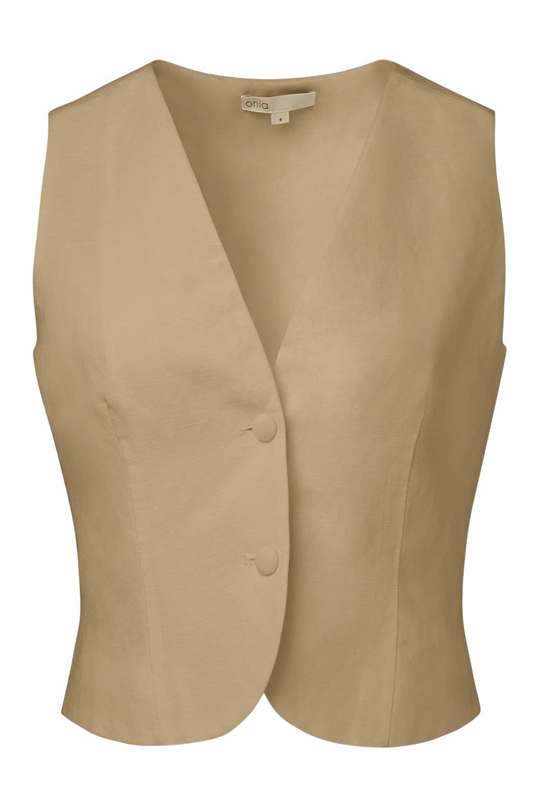 Air Linen Relaxed Vest, Alternate, color, JUTE