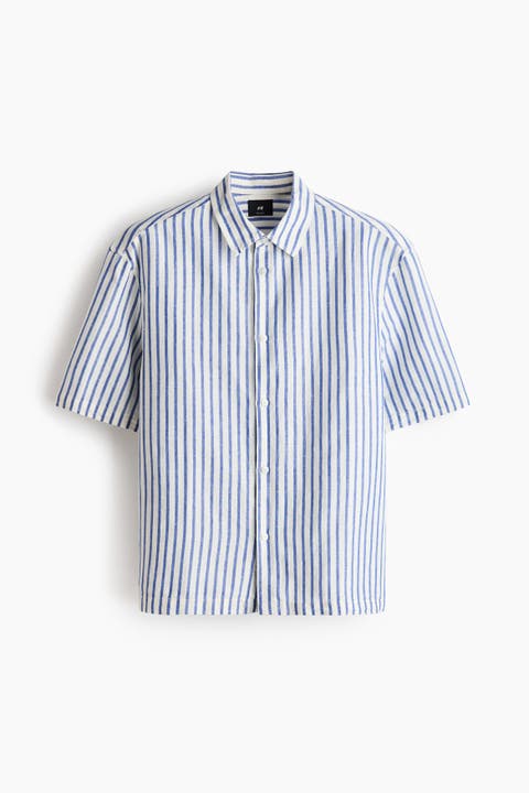 Relaxed Fit Short-sleeved Linen-blend Shirt