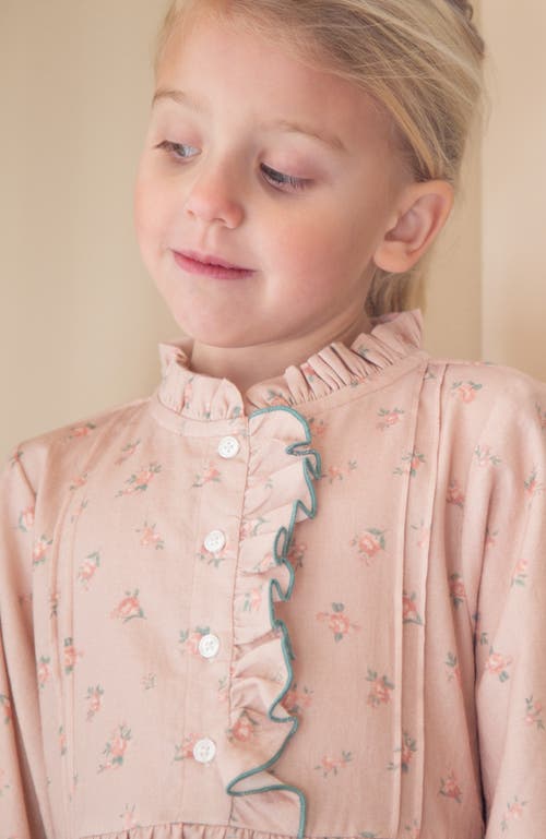 Beet World Long Sleeves Dress With Front Ruffle In Pink