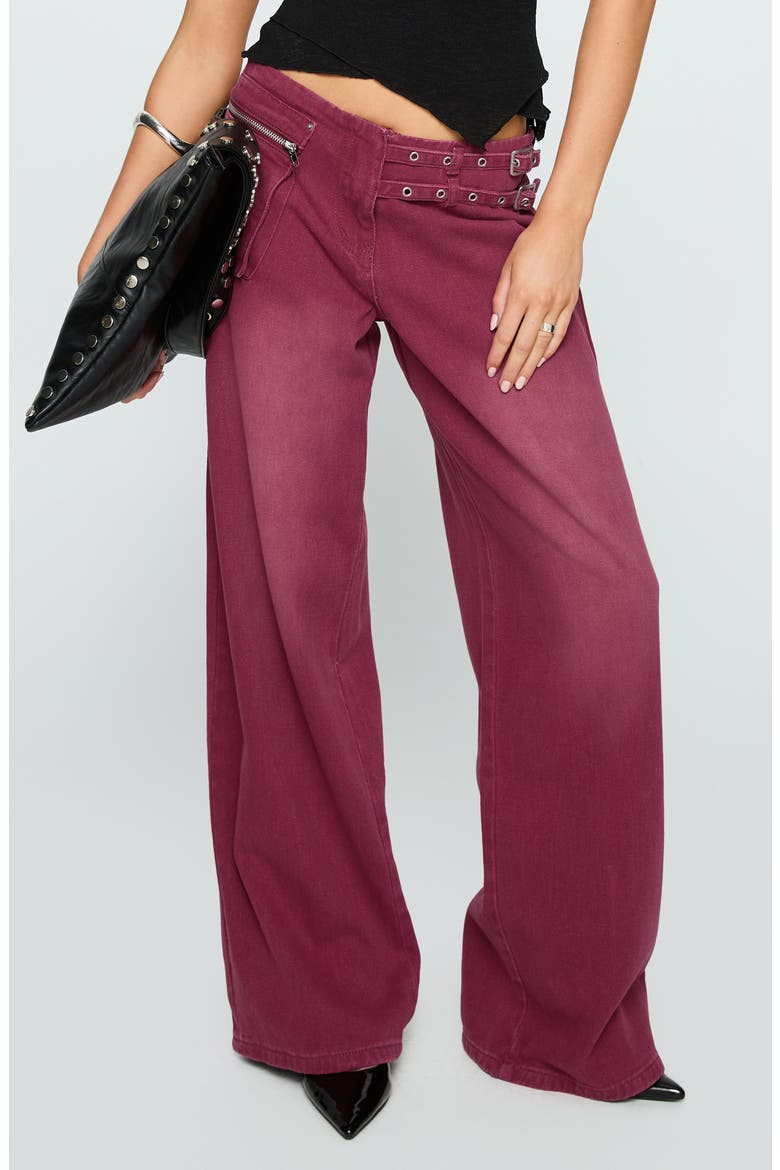Paltrow Low Rise Wide Leg Cargo Jeans, Alternate, color, WASHED BURGUNDY