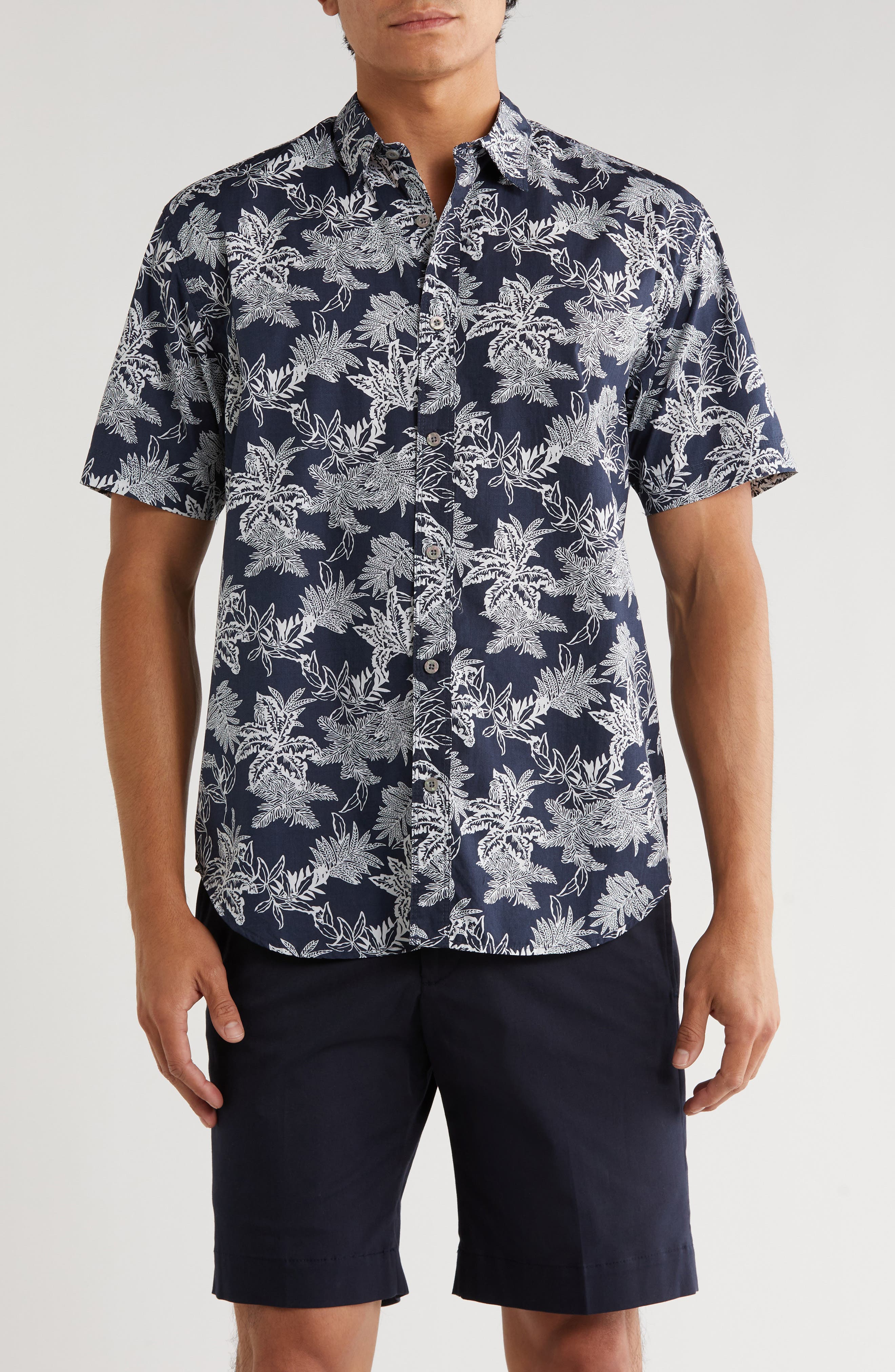 Coastaoro Mavis Leaf Print Short Sleeve Shirt