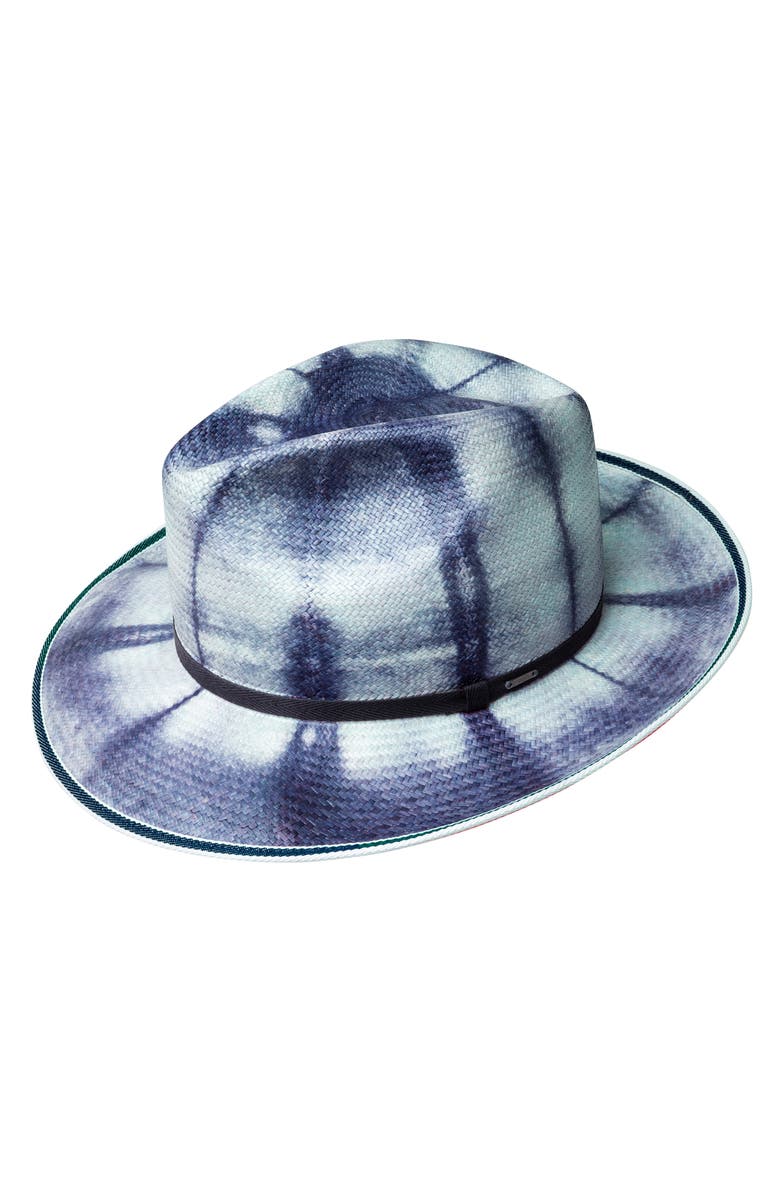 Bailey Parson Straw Panama Hat, Main, color, Indigo Tie Dye