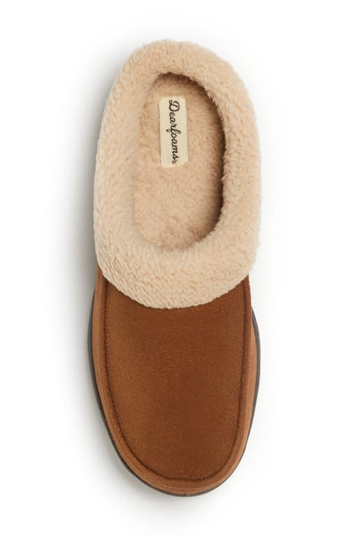 Dearfoams Microsuede Faux Shearling Slipper In Brown