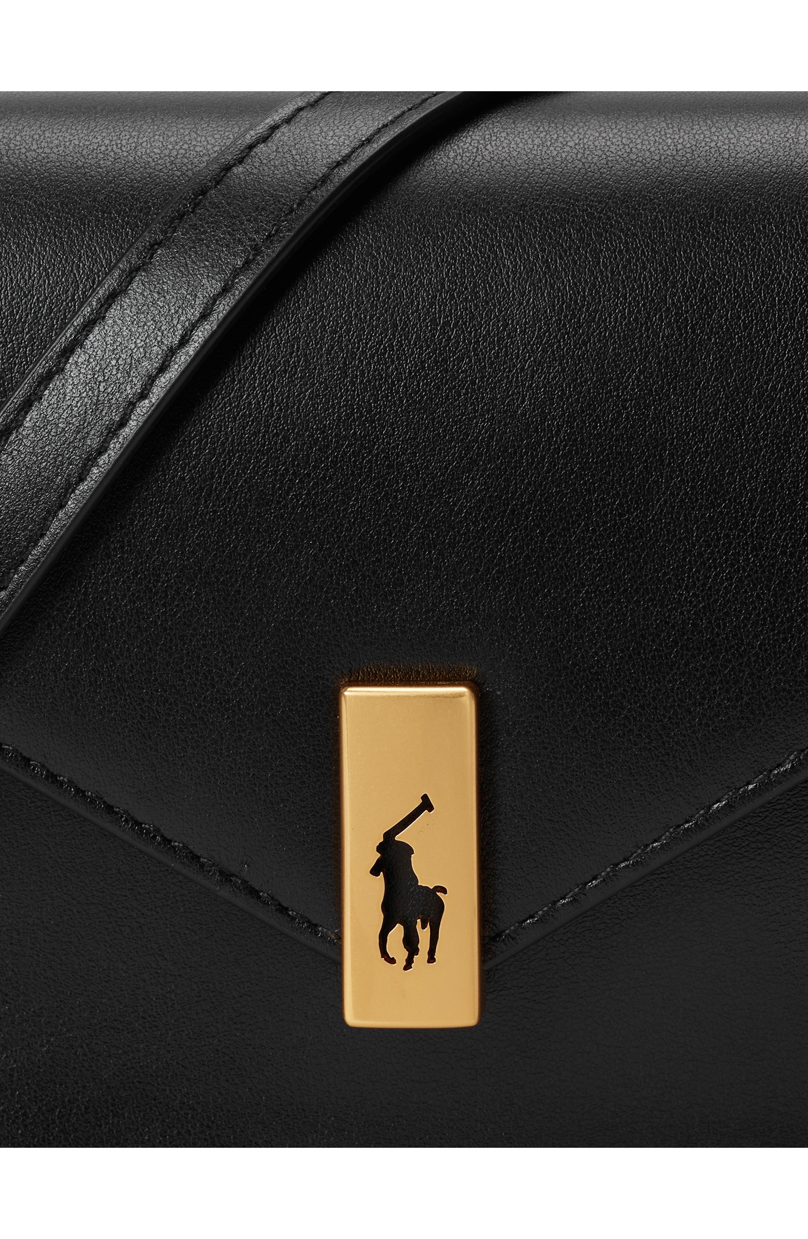 Polo Ralph Lauren Polo ID Chain Leather Crossbody Wallet, Alternate, color, Black