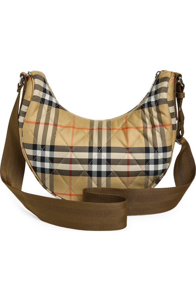 Burberry Horseshoe Quilted Twill Crossbody Bag, Alternate, color, Sand