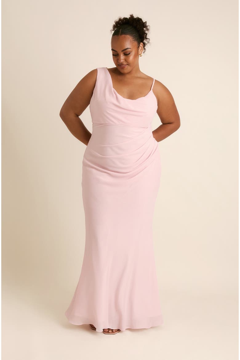 Cowl Front Chiffon Bridesmaid Dress, Alternate, color, Ballet Pink