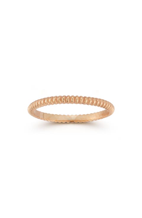 14K Rose Gold Plated Twist Band Ring