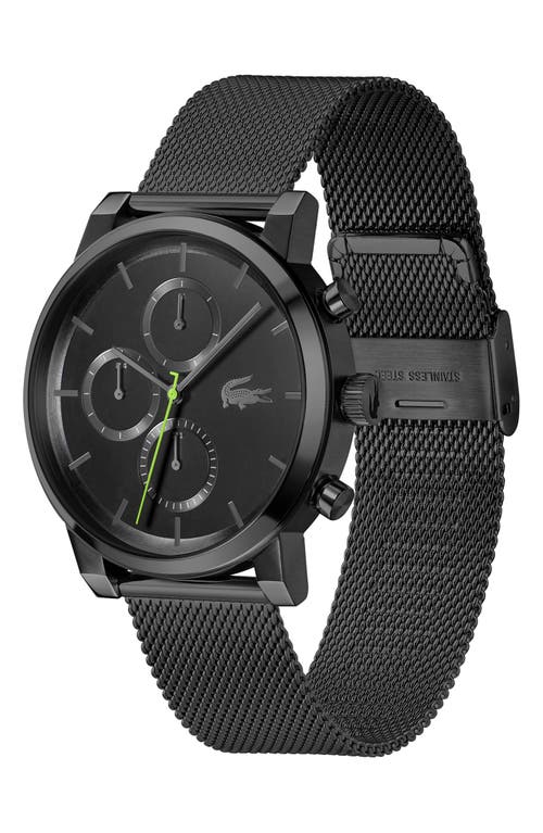 Lacoste Men's Replay Ionic Plated Black Stainless Steel Mesh Bracelet Watch, 44mm In Black