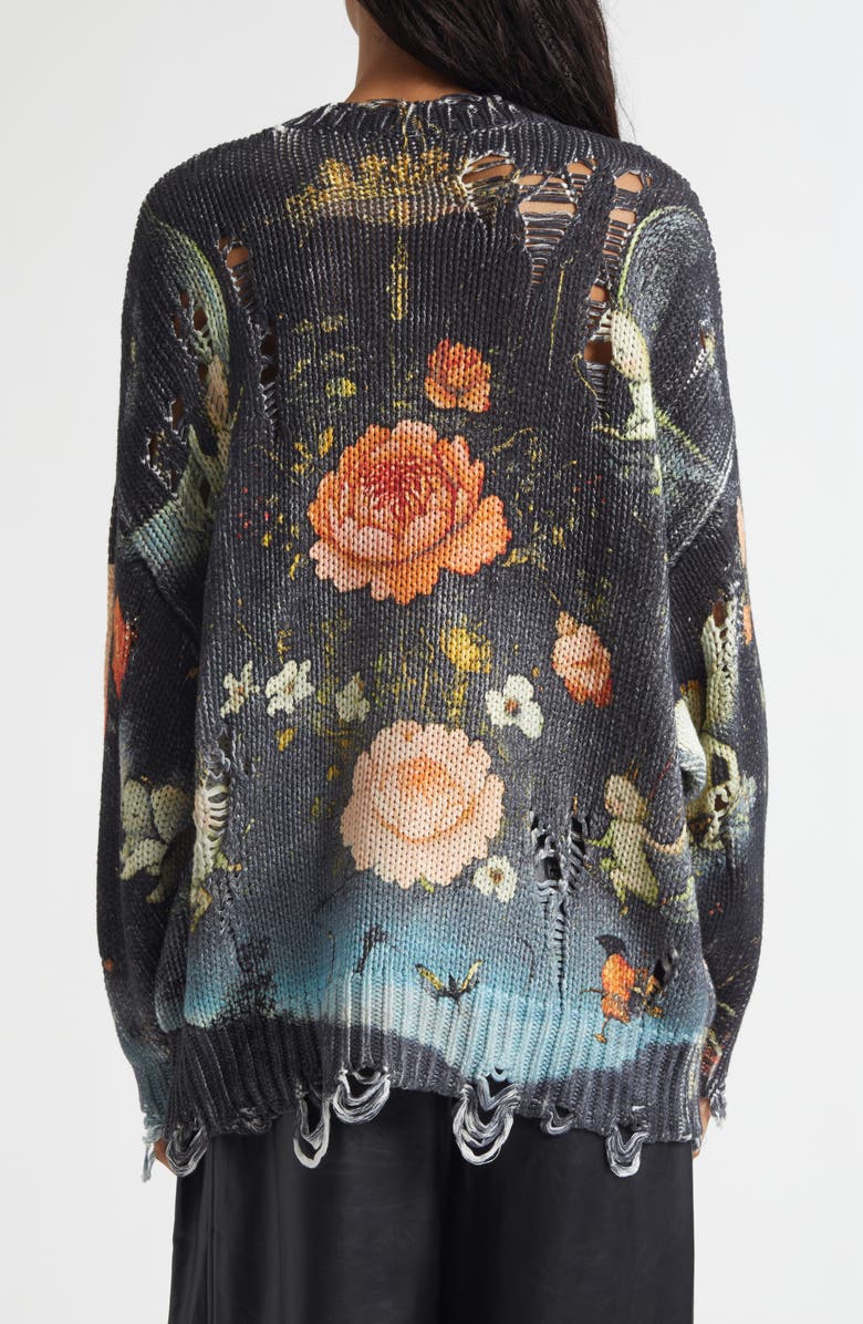 R13 Oversize Distressed Floral Sweater, Alternate, color, Multicolor Black