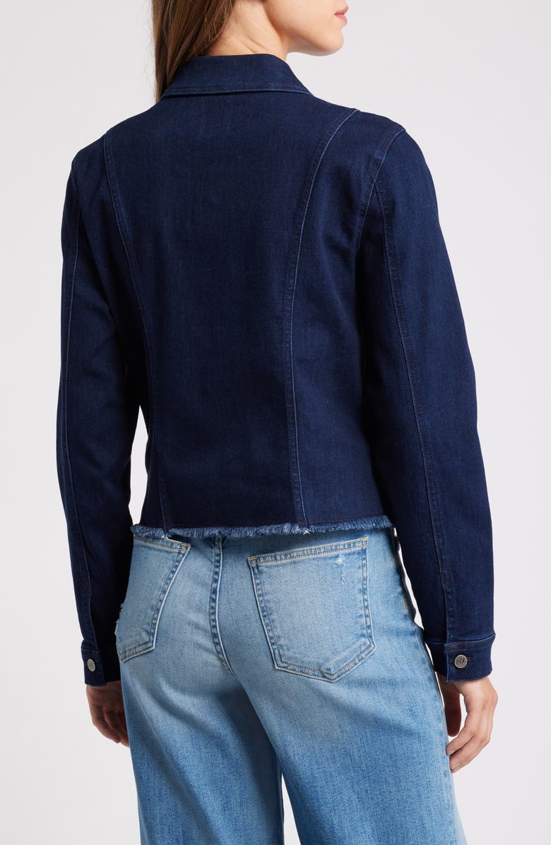 NIC+ZOE Essential Fray Hem Denim Jacket, Alternate, color, Twilight