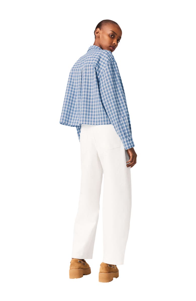 maje Rhinestone shirt with removable tie, Alternate, color, Blue Check Print