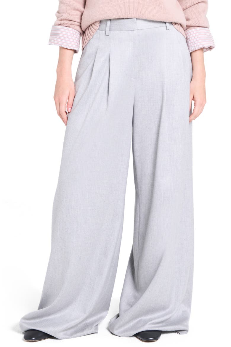 Avery Stretch Wool Wide Leg Pants, Main, color, LIGHT HEATHER GREY