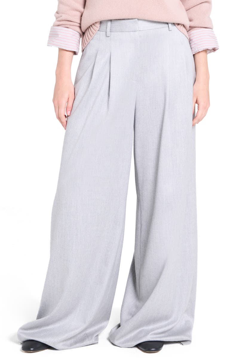 TWP Avery Stretch Wool Wide Leg Pants, Main, color, Light Heather Grey