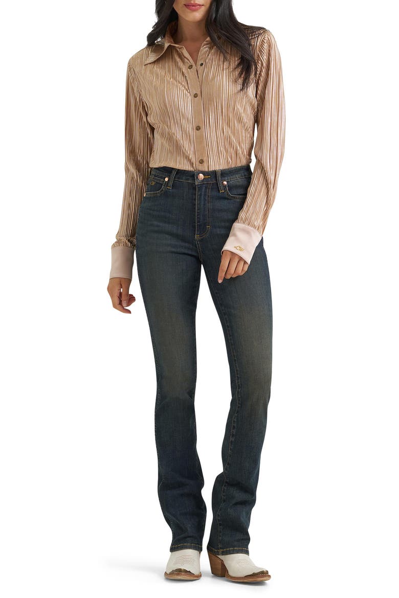 Western High Waist Straight Leg Jeans, Alternate, color, DARK DENIM