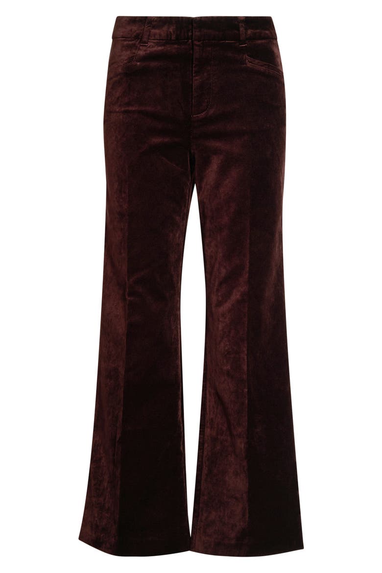 Leenah High Waist Wide Leg Velvet Trouser Jeans, Main, color, BURGUNDY
