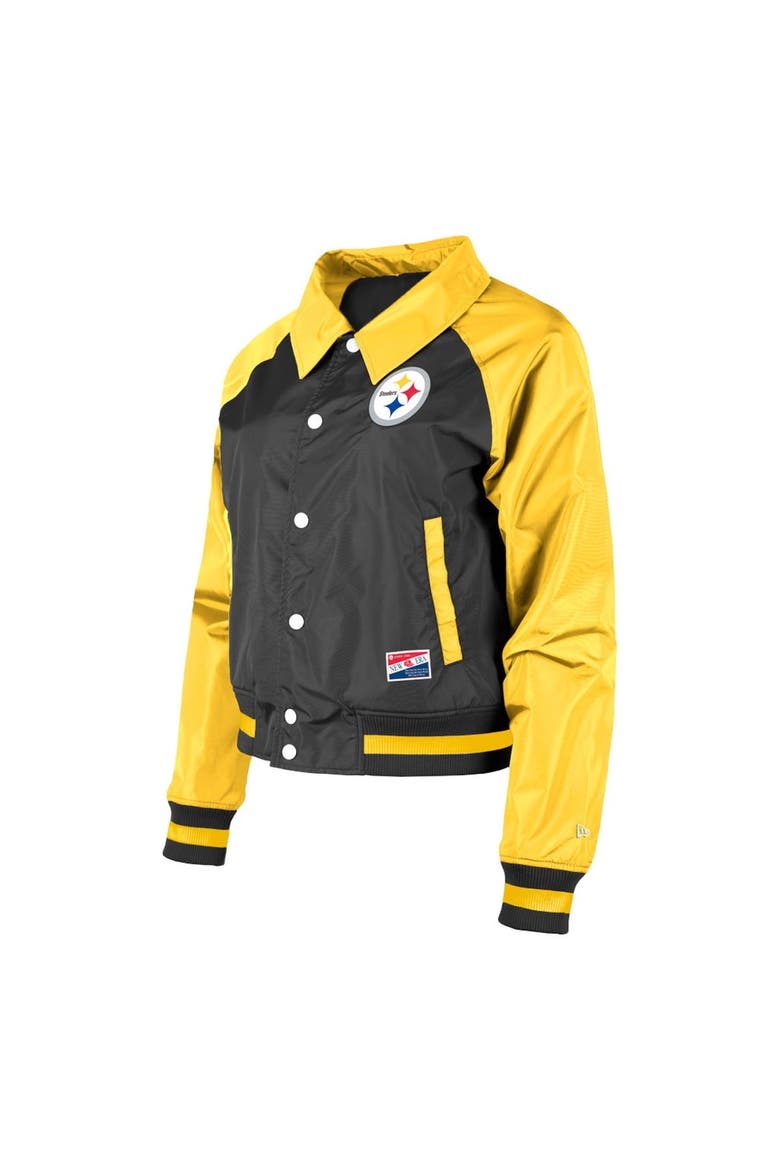 Women's New Era Black Pittsburgh Steelers Coaches Raglan Full-Snap Jacket, Alternate, color, Black